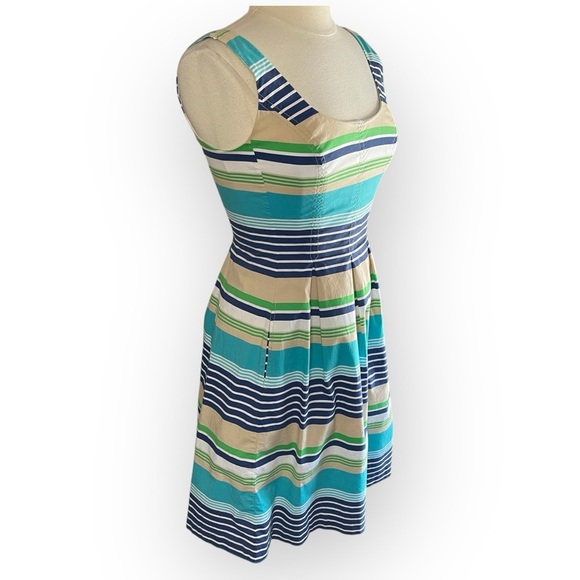 NINE & CO. Striped Cotton Fit & Flare Dress with Pockets, Size 6 - Picture 3 of 9